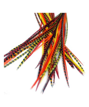 One Fine Day Feathers 25 Real Feather Hair Extensions: Short Skinny 7-9 inch (18-23cm) + Rings/Loop (Sunburst)