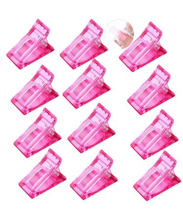 LIFULANDIAN 12Pcs for polygel Finger Nail Extension LED Builder Clamps Manicure Nail Art Tool Nail Tips Clip for Quick Building Polygel nail forms Nail clips (light pink)
