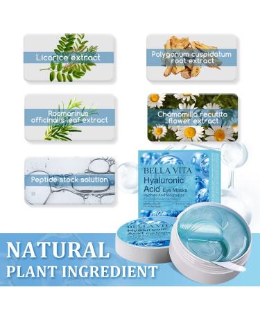 BELLA VITA Under Eye Patches - Hyaluronic Acid Collagen Gel Masks for Dark Circles Puffiness & Wrinkles 30 Pairs for Men & Women - Rejuvenate & Hydrate Your Eyes - Buy Online on GoSupps.com