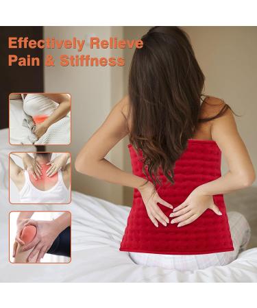 Large Electric Heating Pad for Back, Neck, Menstrual Pain Relief - 6 Heat Levels, 4 Timers, Auto Shut Off - 17 x 33 Red - Buy Online on GoSupps.com