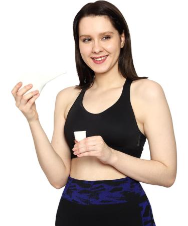 HealthGoodsIn Ceramic Neti Pot with Eye Wash Cup 225ml - Travel Friendly for Nasal Cleansing and Eye Washing - White Color - Buy Online on GoSupps.com