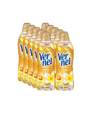 Verel aromatherapy sensual frangipani fabric softener 10x 37 WL (370 washloads) long -lasting laundry scent with essential oils for 24/7 fresh recyclable bottle 814 ml (10 pack)