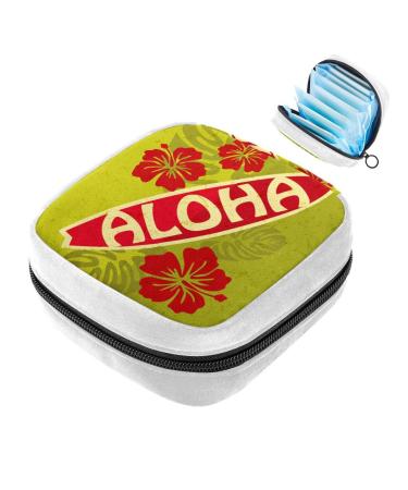 GIAPB Sanitary Napkin Storage Bag Period Bag Tampon Bag Makeup Bag Pad Pouch Aloha Flower Color447