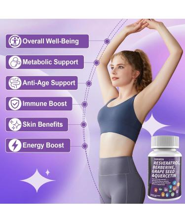 SXNWSN Resveratrol & Berberine Complex 60 Capsules - Antioxidant Support with Grape Seed Quercetin & NAC Promotes Healthy Cellular Function & Metabolism for Women & Man - Buy Online on GoSupps.com