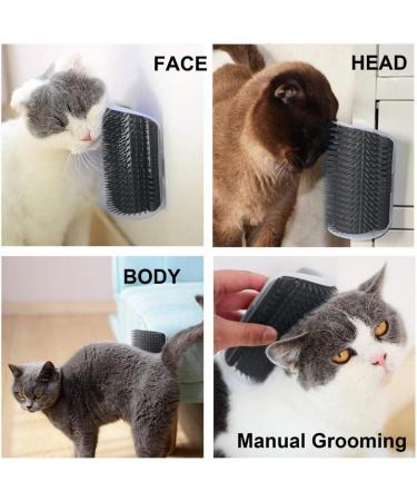 Bobozhong Cat Brush Set - 2 Large Self-Grooming Brushes for Cats | Wall Corner Cat Groomer with Catnip & Screws - Pink & Red - Buy Online on GoSupps.com