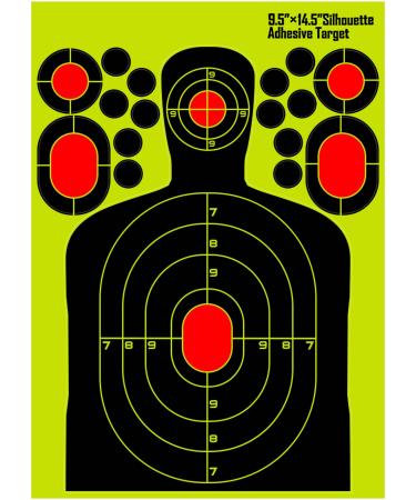 14.5 x 9.5 inch Shooting Targets 10 & 20 & 50 Pack Highly Visible Paper Targets Reactive Splatter Adhesive Silhouette Range Targets for Firearm Rifle Pistol BB Gun Airsoft Pellet Gun Air Rifle 10 PACK