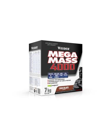 Weider Mega Mass 4000 Weight Gainer Shake to gain chocolate with protein Creapure creatine monohydrate complex carbohydrates vitamins and minerals - the perfect muscle building Shake 7kg Chocolate 7kg