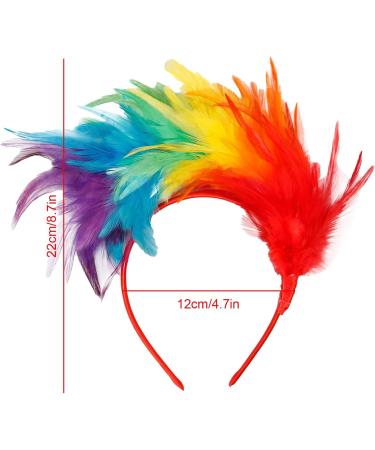 Vanyibro Rainbow Feather Headband Party Headgear Hair Costume Accessories Fancy Dress Outfit for Women Girl - Buy Online on GoSupps.com