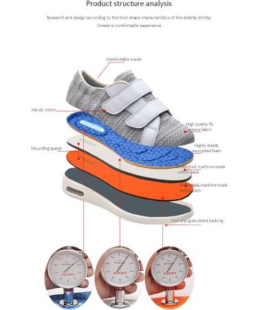 ALASON Diabetic Shoes - Extra Wide Width Breathable Mesh Adjustable Strap Sneakers for Swollen Feet, Arthritis, and Edema - Grey 52 - Buy Online on GoSupps.com