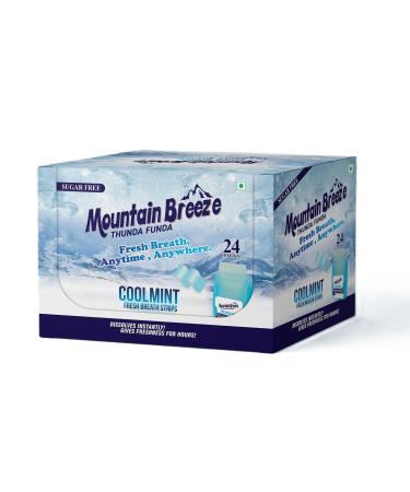 Mountain Breeze Oral Hygiene Mouth Freshener Sugar Free Cool Mint Flavoured Breath Strips (24 Strips Each Cassatte)-Pack of 24