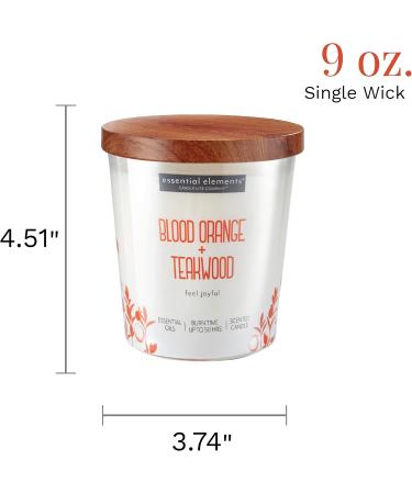 Essential Elements Blood Orange & Teakwood Scented Candle - 9 oz Aromatherapy Candle with 50 Hours Burn Time | International Shipping Available - Buy Online on GoSupps.com