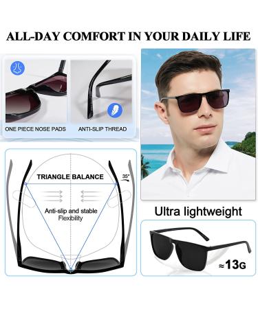 Black MARE AZZURO Large Square Reader Sunglasses for Men | Outdoor Sun Reading Glasses 1.0 | 1.25 | 1.5 | 1.75 | 2.0 | 2.25 | 2.5 | 2.75 | 3.0 | 3.5 | 4.0 - 1.00 - Buy Online on GoSupps.com
