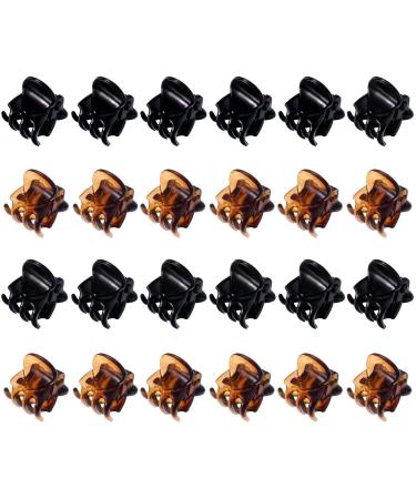 Hair clips mini women hair gripper 24 pack Small hair clips plastic orchid clips plant clips pins clamps for girls women black and brown