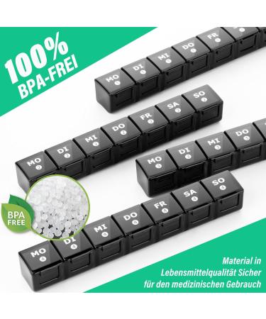 28-Day Tablet Organizer Box | Weekly Pill Box with 7 Compartments for Vitamins & Supplements - Black - Buy Online on GoSupps.com