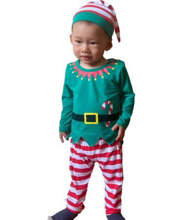 LIKPOJA Newborn Baby Christmas Elf Outfit with Elf Hat | Santa Costume for Baby Boys & Girls 6-9 Months | Green Elf Romper - Buy Online on GoSupps.com