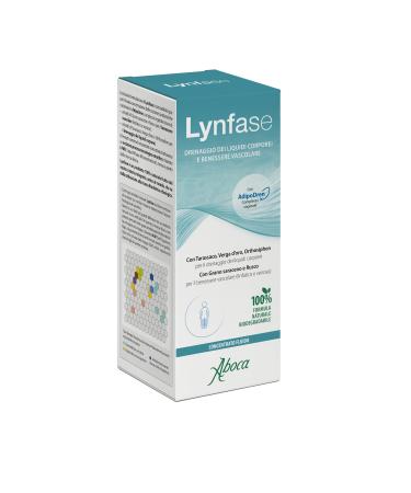 Aboca Lynphase Liquid concentrate bottle 180 g drainage of body fluids and vascular wellbeing with dandelion gold dang orthosiphon buckwheat and Russian
