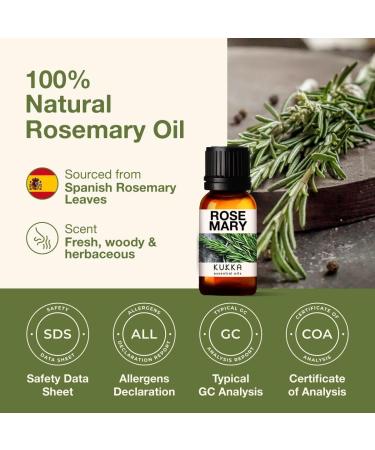 Kukka Pure Rosemary Oil for Hair Growth 10ml - 100% Natural Undiluted Therapeutic Grade Essential Oil for Skin, Scalp, and Aromatherapy - Rosemary Hair Oil for Healthy Growth - Pack of 1 - Buy Online on GoSupps.com