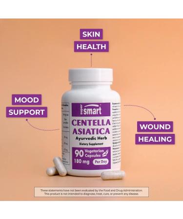 Supersmart Centella Asiatica 180mg - Skin & Brain Support - 90 Non-GMO Vegetarian Capsules - Buy Online on GoSupps.com