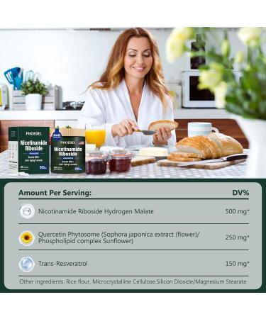 phoebel Newly NAD + Supplement - Resveratrol Liposomal Nicotinamide Riboside Quercetin- High Purity NAD Supplement for Energy Focus - 80 Count 900mg - Buy Online on GoSupps.com