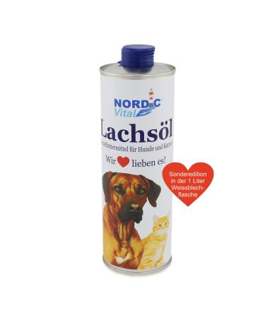 Nordicvital salmon oil 1 liter of premium fish oil for dogs & cats-rich in omega-3 and omega-6 fatty acids fish oil without additives barf supplement natural product
