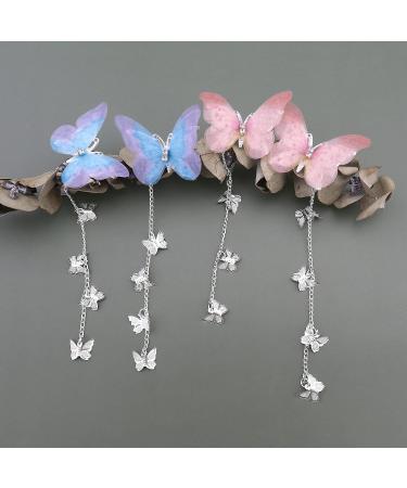 4 Pairs (8 Pieces) Butterfly Hair Clips Fairy Hair Clip Tassel Hair Accessories Elegant Headwear Hair Accessories for Girls Women - Buy Online on GoSupps.com