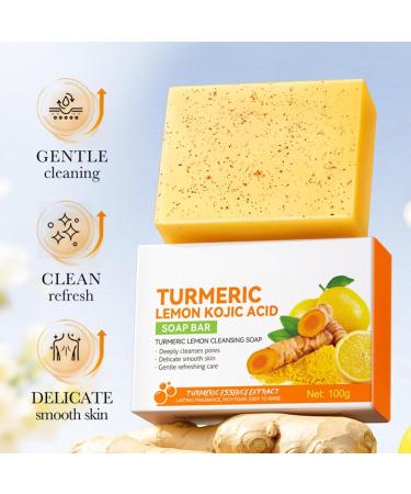  Bploar Turmeric Lemon & Turmeric Cleansing Soap Deep Cleansing Deep Cleansing Skin Friendly Hand Made 2 Pack - Buy Online on GoSupps.com