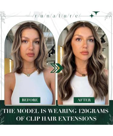 Runature Clip In Extensions - Real Human Hair Dark Brown & Ash Brown - 50g 25cm (10 inch) - 3PCs #2P8A - Silky & Easy to Install - Buy Online on GoSupps.com