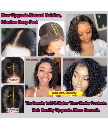 Jessica Bob Human Hair Wig 13x6 HD Lace Front Short Curly Brazilian Remy Hair for Black Women (8 Inch) - Buy Online on GoSupps.com