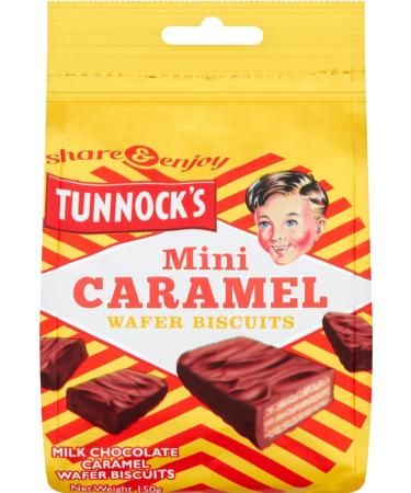 TUNNOCK'S Mini Caramel Wafer Biscuits Pouch 150g - 2 PACK - Buy Online on GoSupps.com