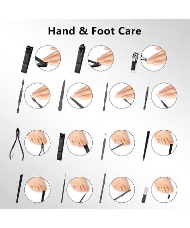 Manicure Set 26 Pieces Stainless Steel Nail Set Tools Nail Clippers Set Black - Buy Online on GoSupps.com