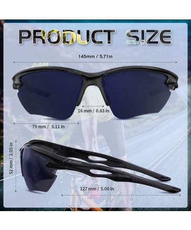 DEAFRAIN Polarized Sports Sunglasses - UV Protection TR90 Unbreakable Frame for Men Women - Ideal for Cycling, Running, Fishing - Bright Black Frame/Black Lens - Buy Online on GoSupps.com