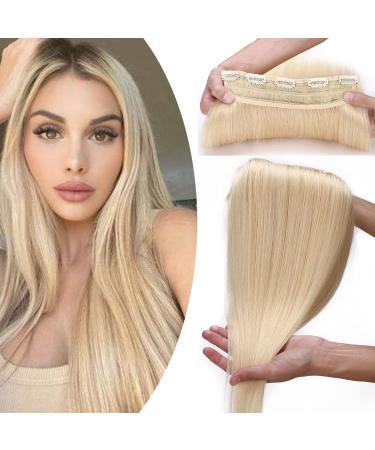 SEGO hair extensions clip in extensions thick 7a 100% real human hair 1 part 5 clips poet hair part remy real hair smooth light blond#613-1 8 "(20cm) -60g
