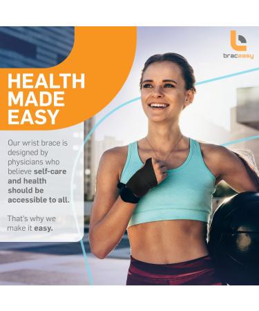 BracEasy Carpal Tunnel Wrist Brace for Night Support - Left & Right Hand Wrist Support for Wrist Pain - Black Single Hand Brace - Buy Online on GoSupps.com