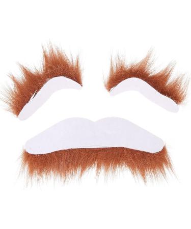 fake moustache Self Adhesive Beard Eyebrow Set for Costume Festivals - Easy to Use and Remove Brown Suitable for Adults and Children - Buy Online on GoSupps.com