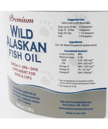 Wild Alaskan Fish Oil Omega-3 Supplement for Dogs & Cats - 128oz | Supports Skin, Coat, Brain, Eye, & Heart Health - Life Line Pet Nutrition - Buy Online on GoSupps.com