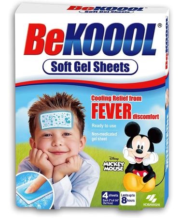 Be Koool: Kids 8 Hour Soft Gel Sheets w/Cooling Relief Fever Reducer 4 Count (Pack of 5)