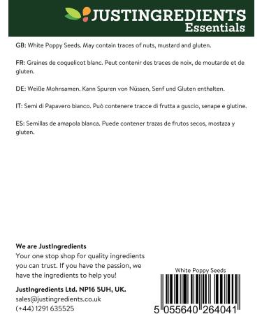 JustIngredients Essential White Poppy Seeds 500g - Pack of 2 - Buy Online on GoSupps.com