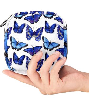 Beautiful Blue Napkin Storage Bag with Butterfly Pattern | Portable Menstrual Cup | Ideal for Teens & Women - Buy Online on GoSupps.com