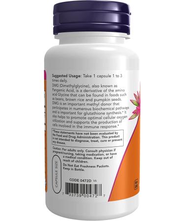 Now Foods DMG 125 mg - 100 Veg Capsules | Optimal Immune Support & Energy Boost - Buy Online on GoSupps.com