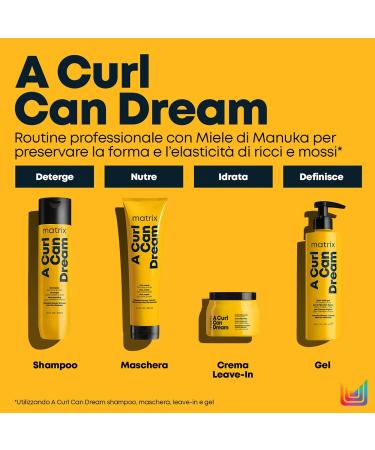 Matrix Oil for Curly and Wavy Hair Defined Shape for Detangled and Luminous Hair Enriched with Vitamin E and Sunflower Oil Light Texture A Curl Can Dream 150 ml - Buy Online on GoSupps.com
