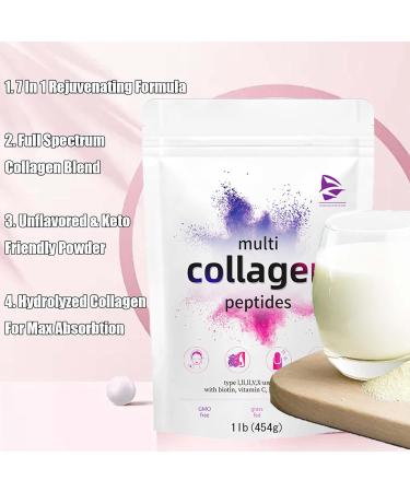 Multi Collagen Protein Powder Multi Collagen Peptides Types i ii iii v x Hydrolyzed Collagen Peptides with Hyaluronic Acid Biotin & Vitamin C Unflavored Collagen Peptides (1) - Buy Online on GoSupps.com