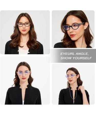EYEURL Cat Eye Reading Glasses for Women - 3 Pack Blue Light Blocking Eyeglasses Lightweight Anti Eyestrain Readers - 2.00 Black/Clear/Tortoise - Buy Online on GoSupps.com
