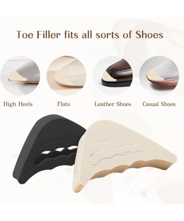 Shoe Toe Inserts - Foam Toe Filler 4 Adjustable Pairs for Loose Shoes in Black & Beige | Comfort & Fit Solutions - Buy Online on GoSupps.com