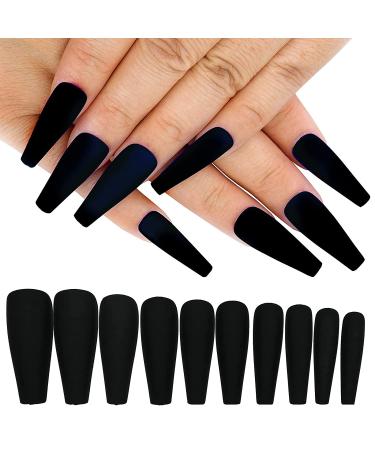 AddFavor 400pc Matte Coffin Press-On Nails Set | Black, White, Pink, Nude - DIY Acrylic Nail Tips for Women & Girls - Buy Online on GoSupps.com