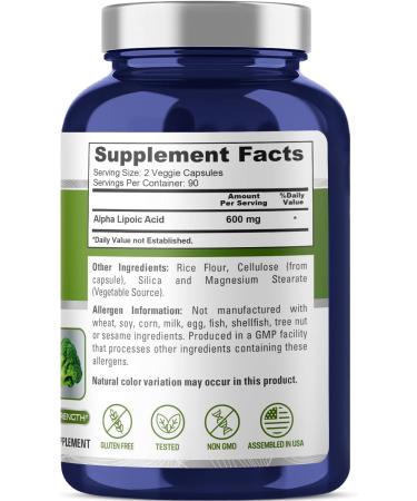 Buy NusaPure Alpha Lipoic Acid 600mg - 180 Veggie Capsules | Vegetarian Non-GMO Gluten-Free | International Shipping Available - Buy Online on GoSupps.com