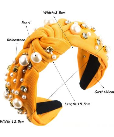 Umimiss Yellow Headband with White Pearl Rhinestone Crystal Jeweled - Head Bands Adult Women Pearl Headband Gold Headband Pearl Hair Accessories Yellow Hair Accessories Boho Head Band Headpieces - Buy Online on GoSupps.com