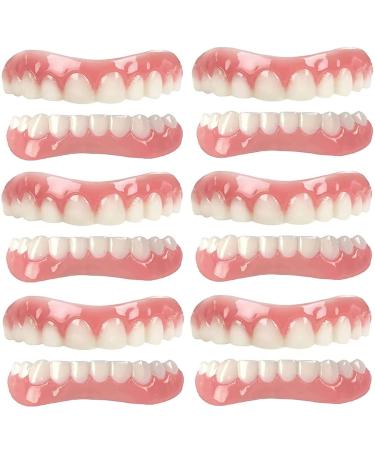 Hfdhd cosmetic prosthesis teeth natural tones instant veiners upper and lower teeth prosthesis removable reusable comfort fit flex prosthesis men women 6pairs