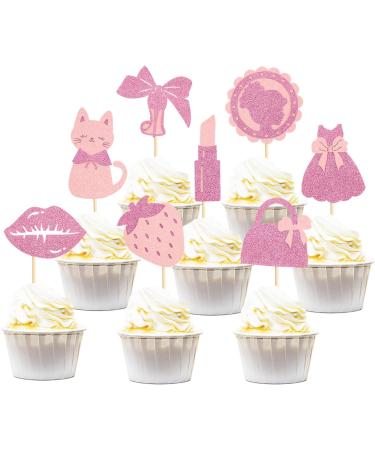 Princess Cupcake Toppers 24 PCS Pink Glitter Girls Cupcake Toppers Princess Party Decorations Cupcake Picks for Wedding Bridal Shower Girls Birthday Party Cake Decorations Supplies - Buy Online on GoSupps.com