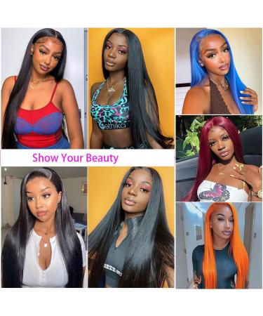 Lace Front Human Hair Wig 13x4 Straight for Black Women - Brazilian Virgin Hair, Pre Plucked, 180% Density, 22 Inch Natural Black - Buy Online on GoSupps.com