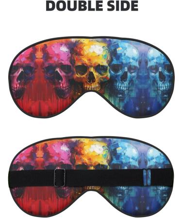 Color Skulls Print Unisex Sleep Mask | Double-Sided Eye Mask for Sound Sleep & Skin Care - Buy Online on GoSupps.com